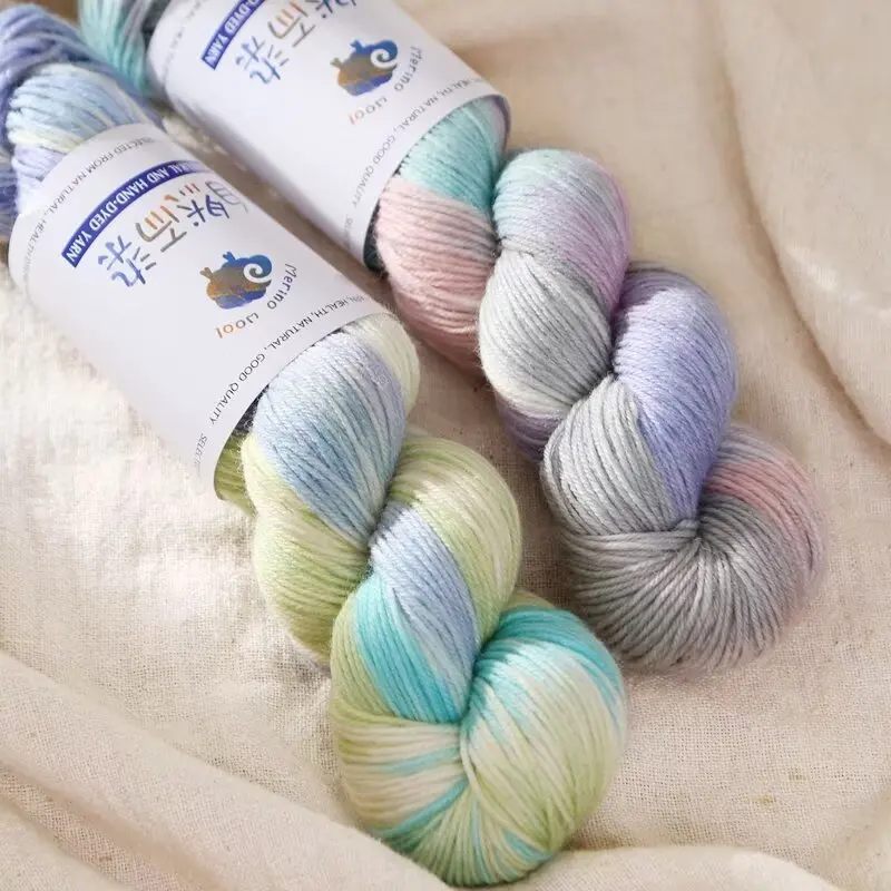 100g 270Meters Handmade Dyed Wool Yarn for DIY Knitting&Crocheting Sweater Scarf Gradient Color Cotton Wool Yarn 3