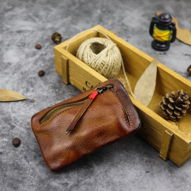 New Coin Purse Retro Creative Mini Storage Bag Japanese Style Handmade Original Leather Coin Purse Multifunctional Card Holder