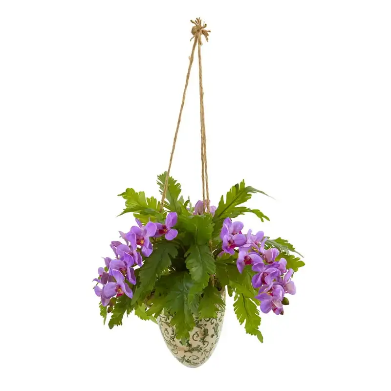 

Phalaenopsis Orchid and Fern Artificial Plant in Hanging Vase