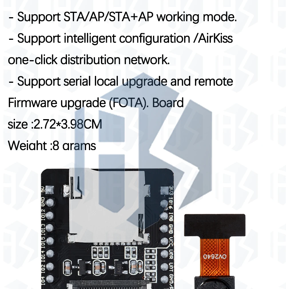 1PCS EGBO ESP32-CAM-MB WIFI ESP32 CAM Bluetooth Entwicklung Board mit OV2640 Kamera MICRO USB zu Seriellen Port CH340G 4,75 V-5,25 V – Detail 4