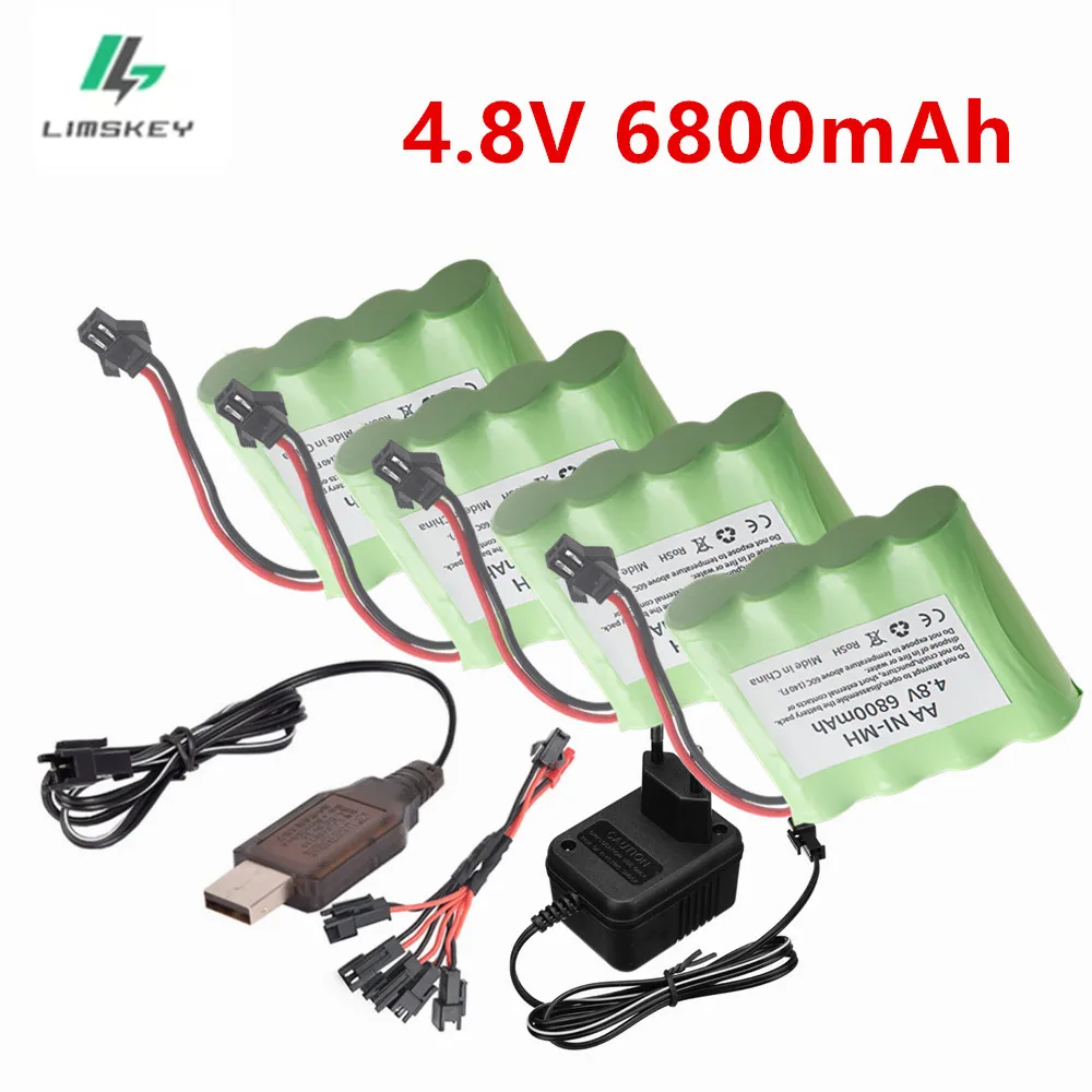 4.8v 6800mAh AA Battery Or Charger For Rc toys Cars Tanks Robots Boats Guns Ni-MH AA 4.8v Rechargeable Battery Pack With SM Plug 1