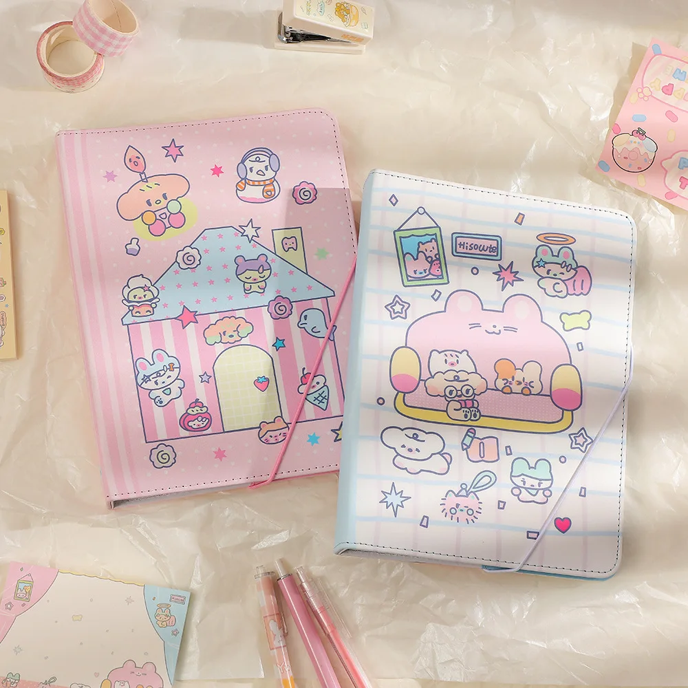 MINKYS Kawaii 2024 A5 Colored Notebook Agenda Planner Monthly Daily Plan Note Book Study Notebook School Stationery