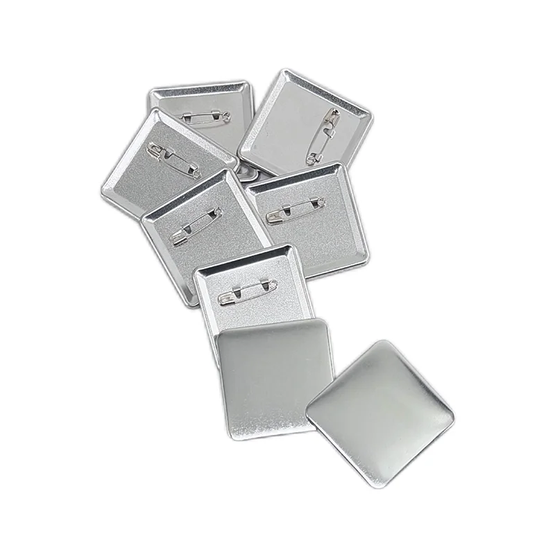 100PCS Metal Square Badge Button Making Parts DIY Making Badge Pins Consumables Material for Square Button Maker Supplies