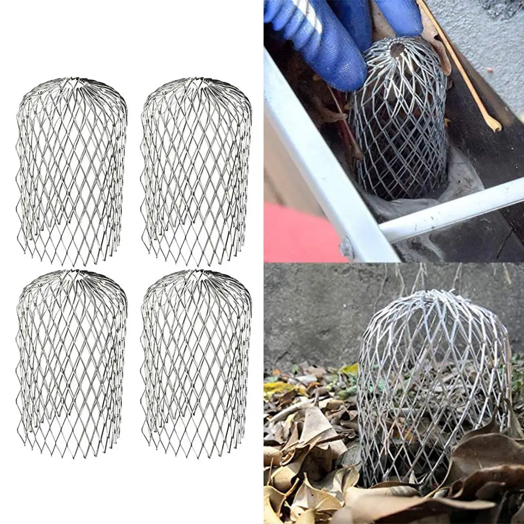 4x 3inch Stainless Downspouts Filter Strainer Leaves Debris