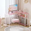 43 Inch L Shaped Computer Desk with Reversible Shelves, Corner Desk for Small Spaces, Home Office & Bedroom 2