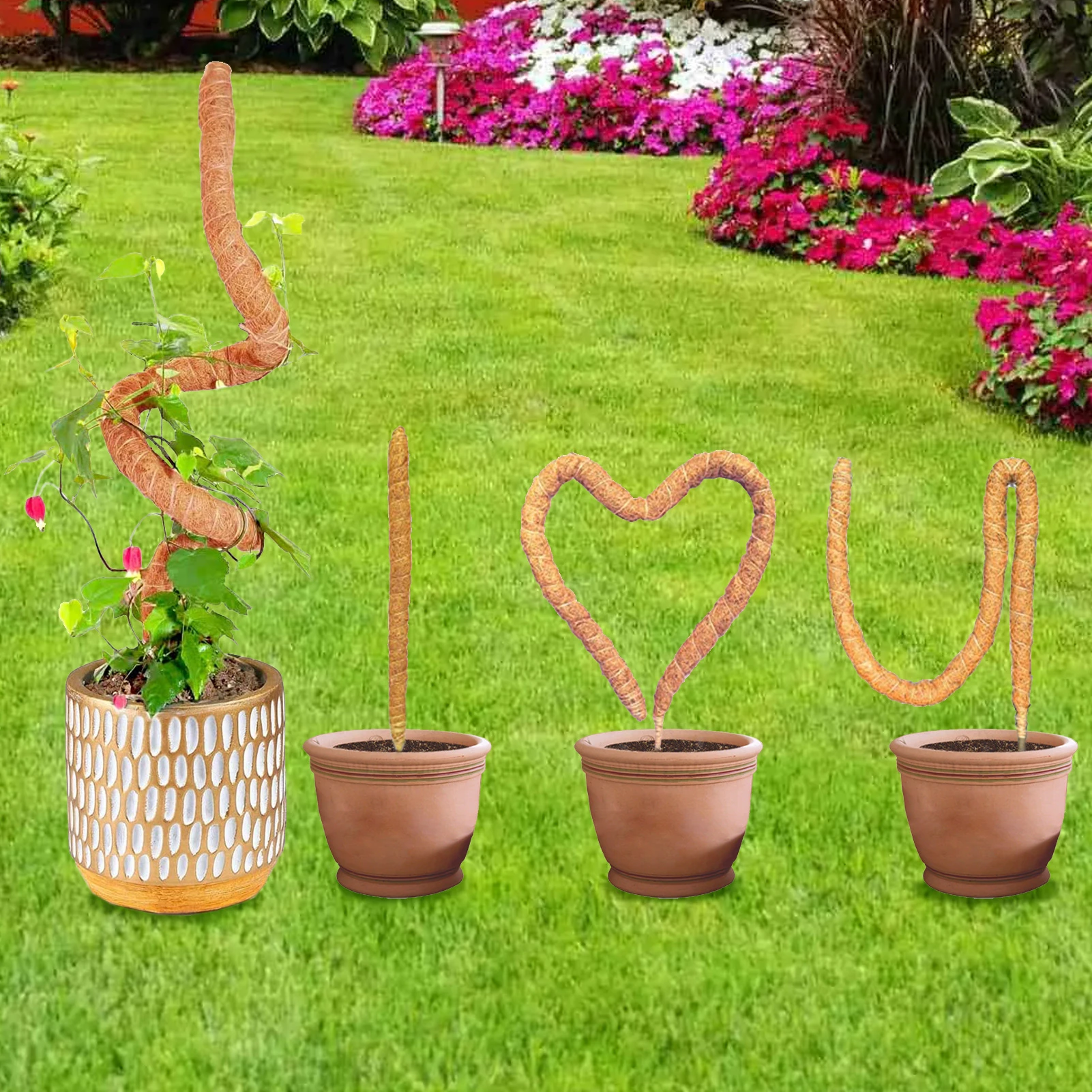 Coco Coir Bendable Moss Pole Climbing Stakes Plant Support Extension