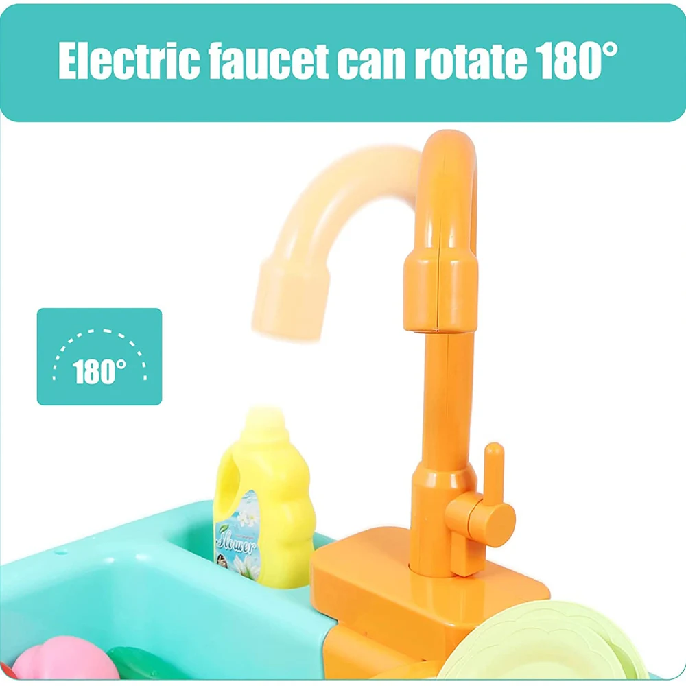 Kids Kitchen Toys Simulation Electric Dishwasher Pretend Play Mini Kitchen Food Educational Summer Toys Role Playing Girls