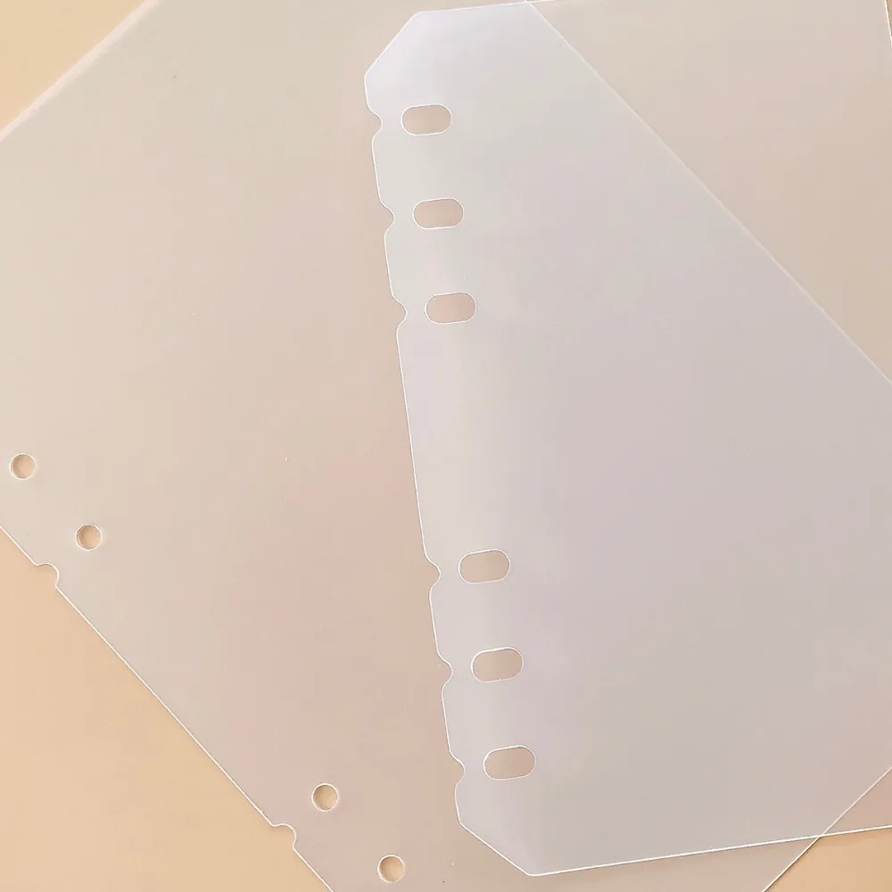 2개입 A4 A5 A6 A7 루즈리프 노트 리필 용지 PP 투명 스파이럴 바인더 디바이더 페이지 분리기 인덱스 바인더 내지