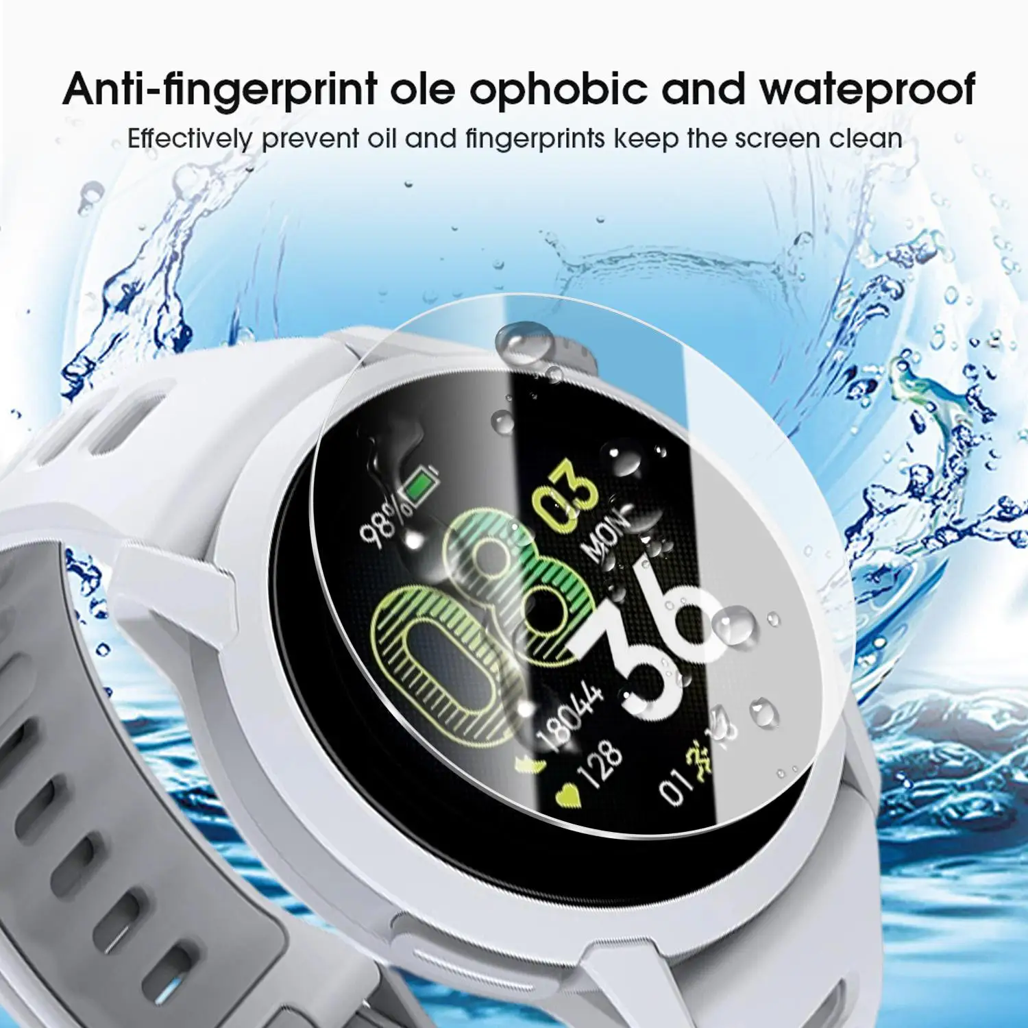 Premium Tempered Glass Screen Protector for Sport Watches - HD Full Coverage Film with Installation Kit