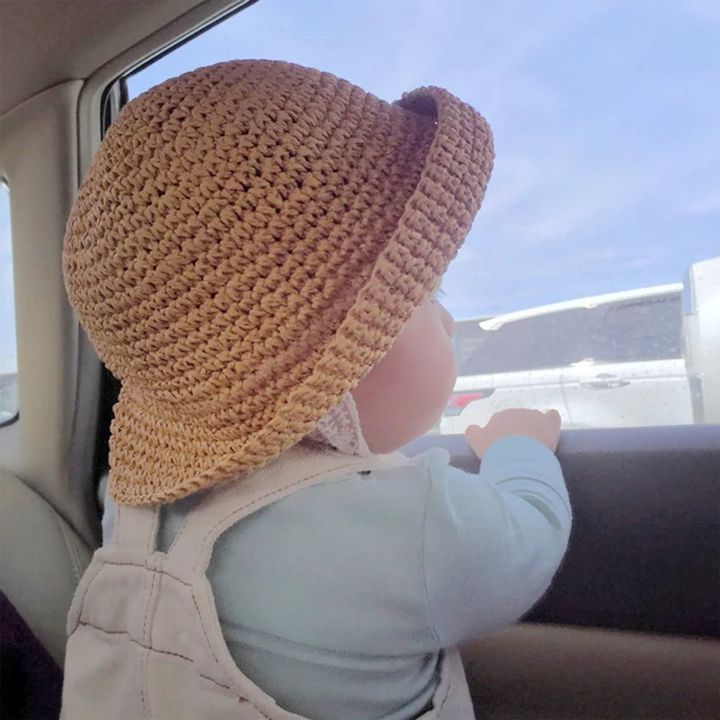 

Summer Hat Straw Bow Girl Cap Beach Panama Hat Princess for Kids 0-8Years Children Boy Outside Travel Baby Accessories Cool