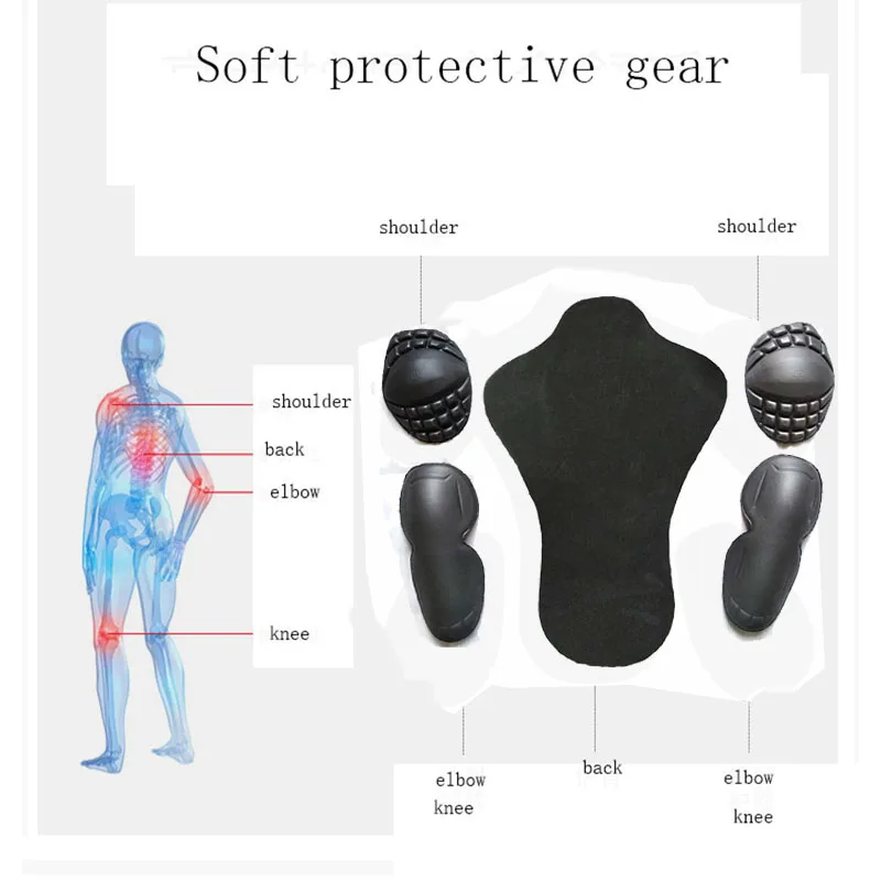 Matching protective gear for DUHAN Motorcycle Jackets CE Elbow Guard Shoulder Pad and EVA Back protection