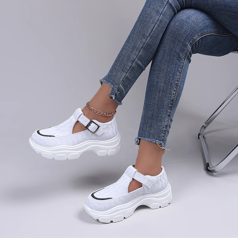 2024Summer   Sandals Wedge Women Shoes Buckle Large Size  Sneaker Comfortable Soft Loafers Woman Vulcanize  Flats