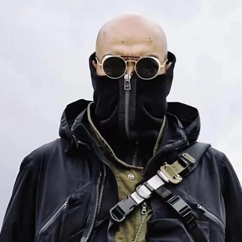 18AW techwear classic cyberpunk black zipper scarf fashion darkwear Wasteland Punk (improve from acronym) winter accessories