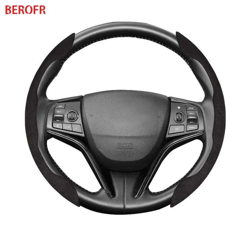 For Ford Fiesta Puma Focus 2 3 Mondeo Kuga Ecosport Explorer F150 Suede 1Pair Car Steering Wheel Cover Non-slip 38cm Universal