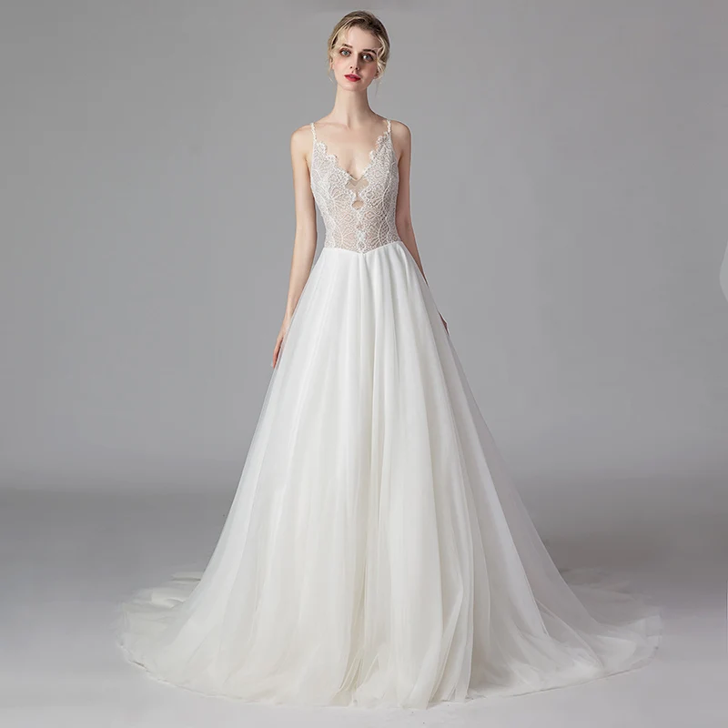 

Женское ТРАПЕЦИЕВИДНОЕ свадебное платье, Привлекательное платье со шлейфом, модель 5929