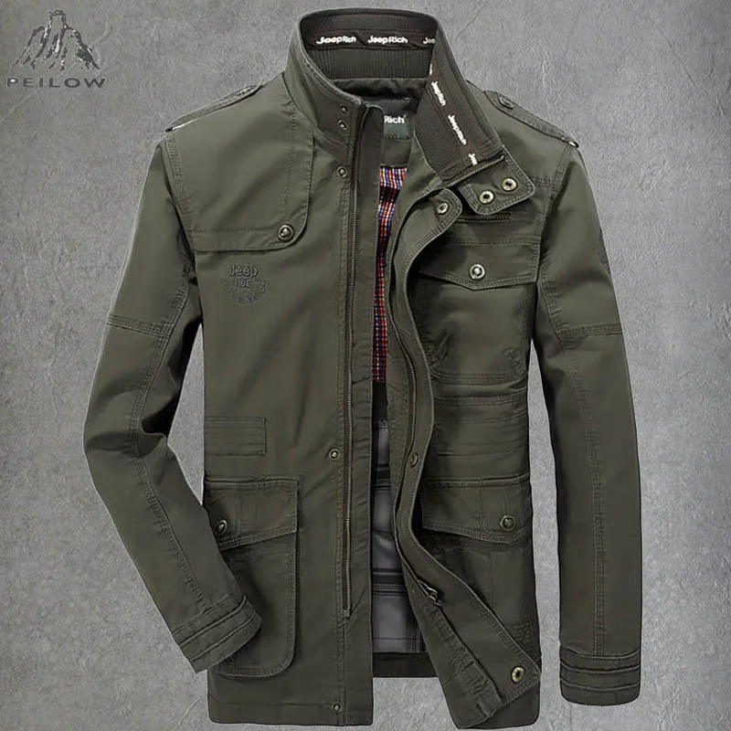 

Plus Size 6XL 7XL Military Jacket Men Autumn Pure Cotton Outwear Multi-pocket Winter Bomber Jackets Coat Male Chaqueta Hombre