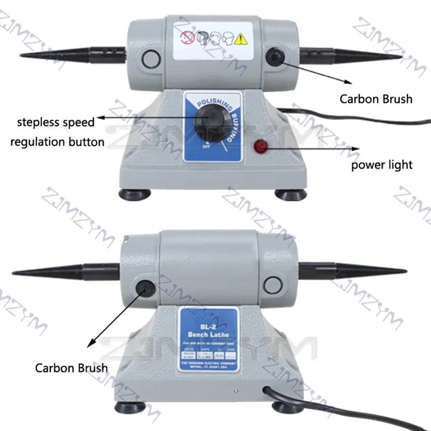 7000RPM Jewelry Polishing Machine Tabletop Polisher Double-Head Grinding Machine for DIY Jade Metal Small Power Adjustable Speed