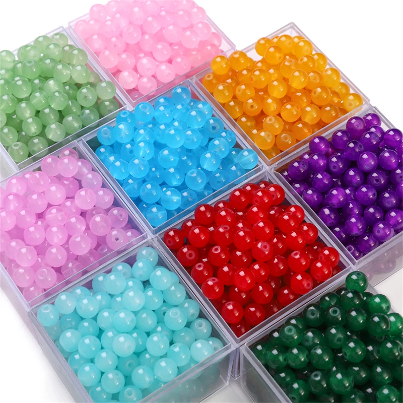 50-Piece Set of Vibrant Glass Imitation Jade Beads for Handmade Jewelry Crafting