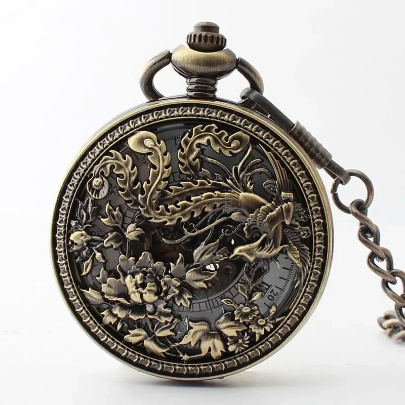 플랩 해골 주머니 시계 남성 여성을위한 기계식 자동 벽시계 레트로 Steampunk 목걸이 체인 relogio