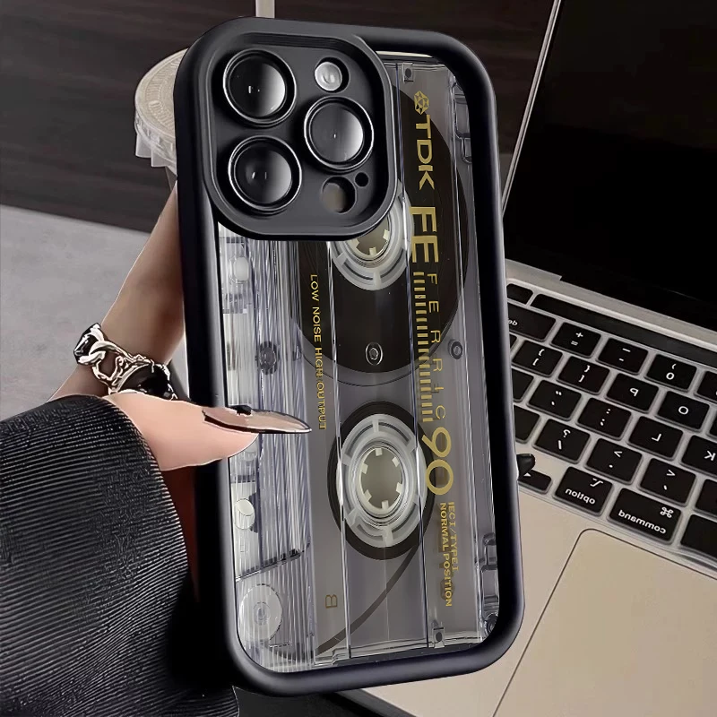 Vintage Cassette Tape Pattern Soft Phone Case Cover