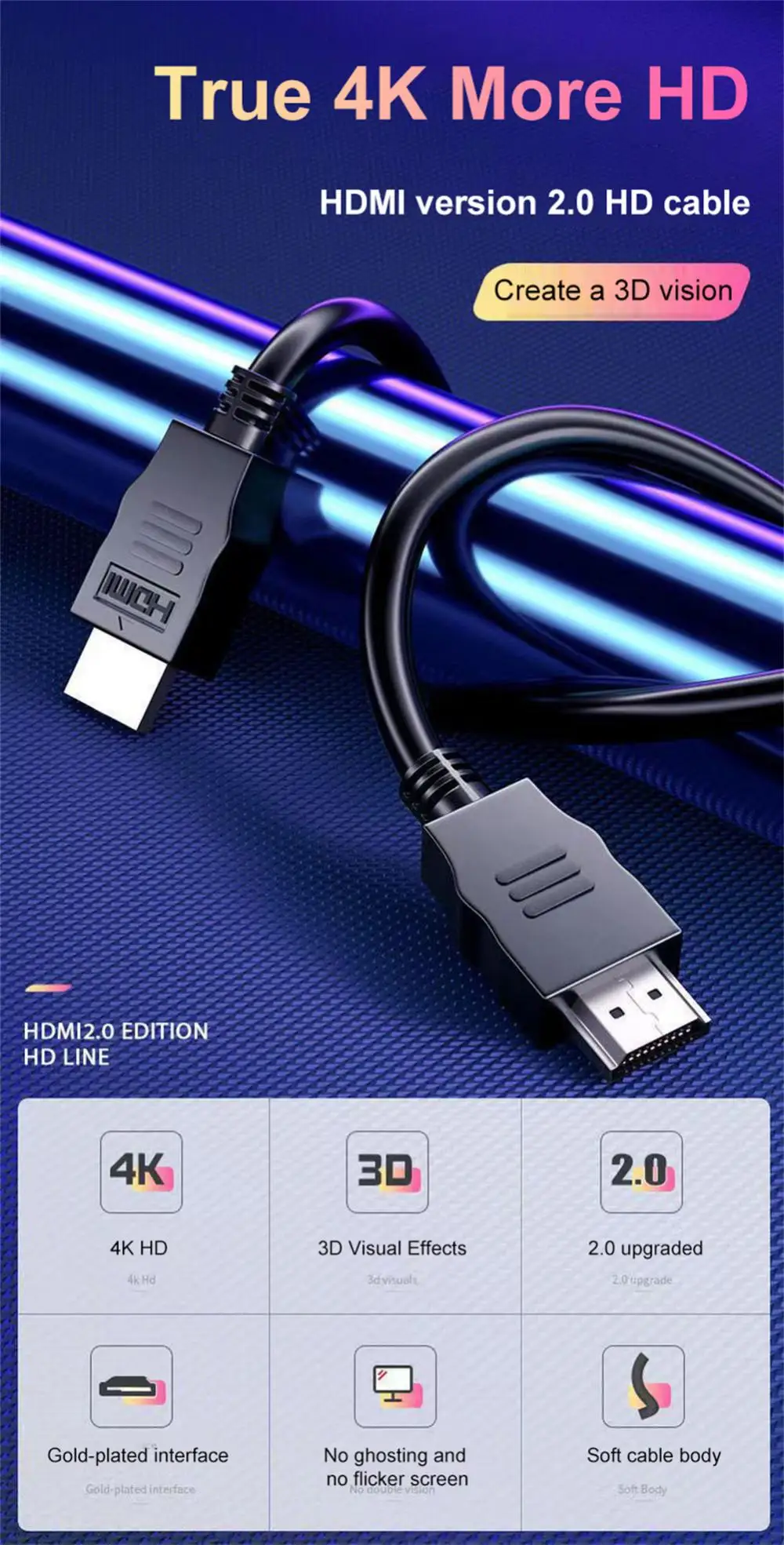 RYRA HDM 1.4 Cable1m/1.5m HDM to HDM cable 4k 3D 60FPS cable for HD TV LCD laptop PS3 projector computer cable