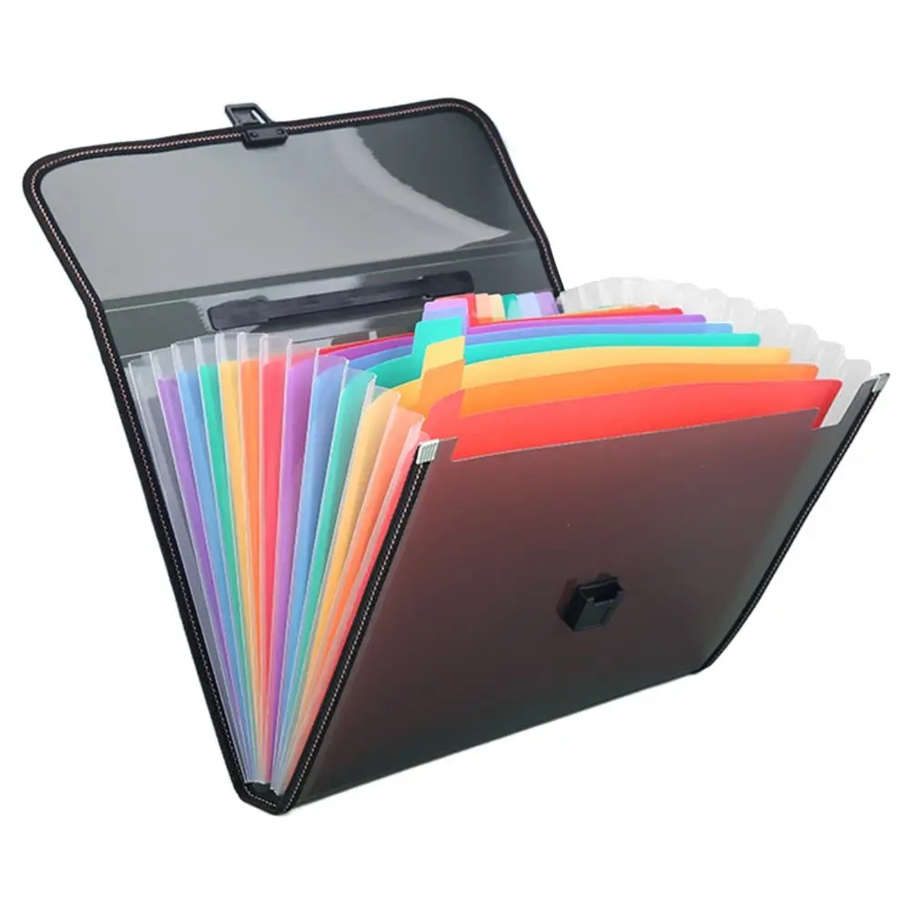 A4 File Folder Multi-layers 13 Pockets Buckle Handle Paper Document File Organizer Bag School