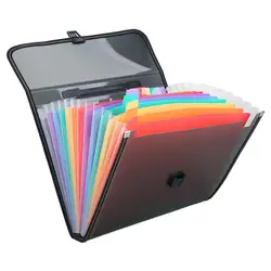 A4 File Folder Multi-layers 13 Pockets Buckle Handle Paper Document File Organizer Bag School
