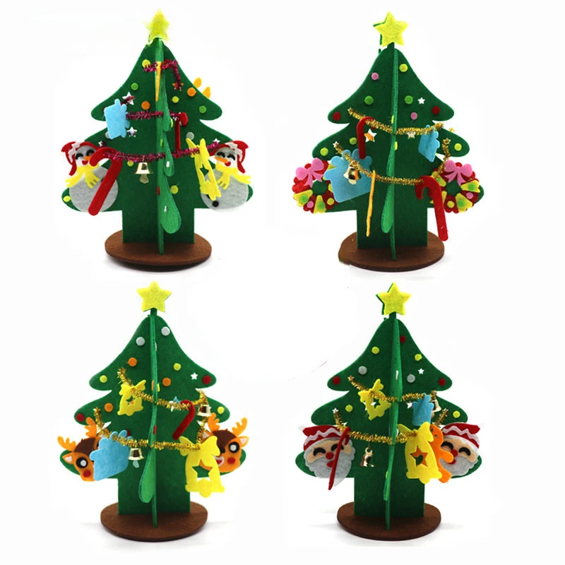 3D DIY Felt Christmas Tree Kids Toys For Children Kindergarten Crafts Snowman Educational Toys Decoration Gifts For Children