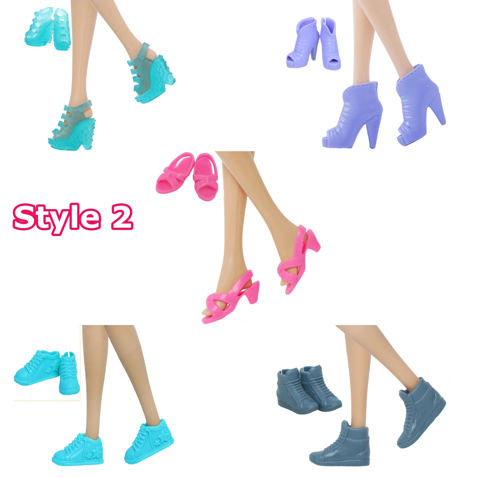 5 Pcs/Set High Quality Doll Shoes Doll Boots Mini Flat Shoes Casual Sandals Ballet Dance Accessories for Barbie Toys