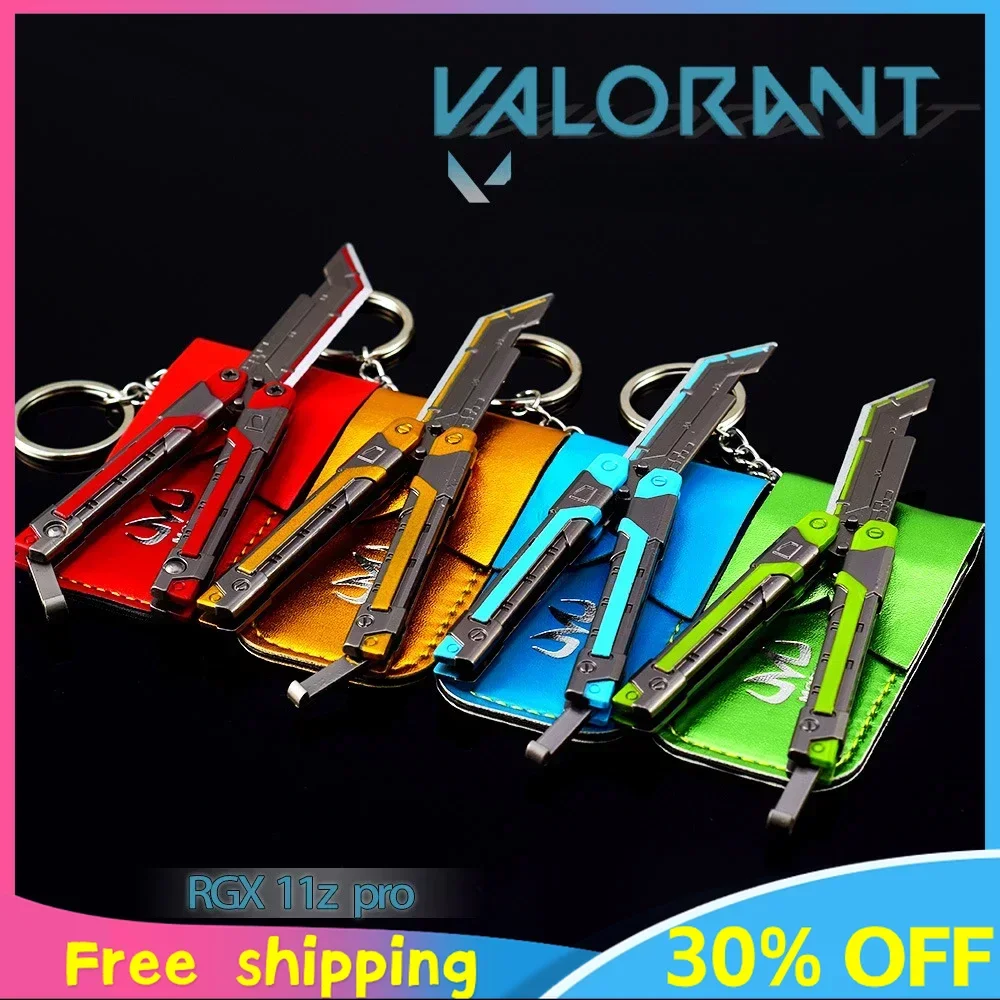 

12cm Valorant Game Peripheral Weapon RGX 11z Pro Butterfly Knife Metal Uncut Blade Weapon Model Balisong with Sheath Toys Gifts