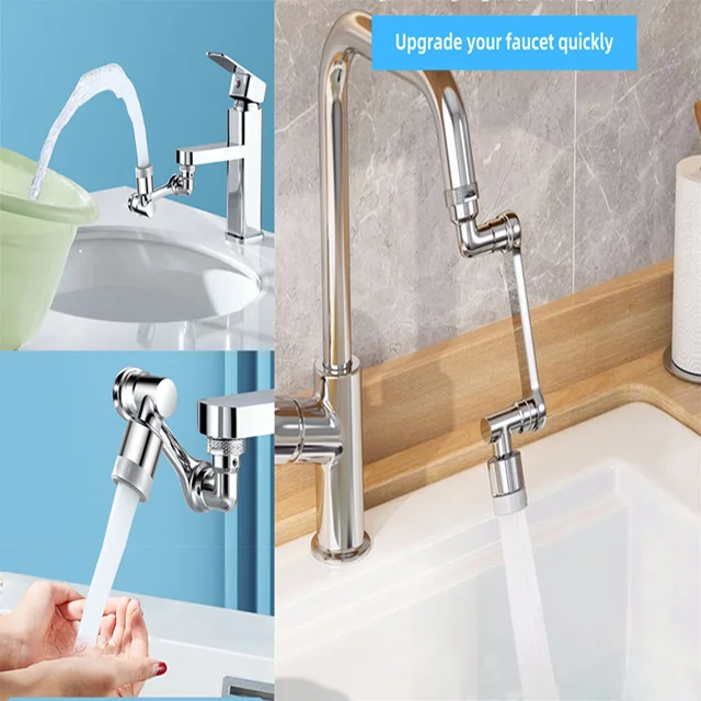 1080° Universal Rotation Faucet Extender Dual Mode Sprayer Head Kitchen Robot Arm Extension Taps Bathroom Swivel Faucet 4