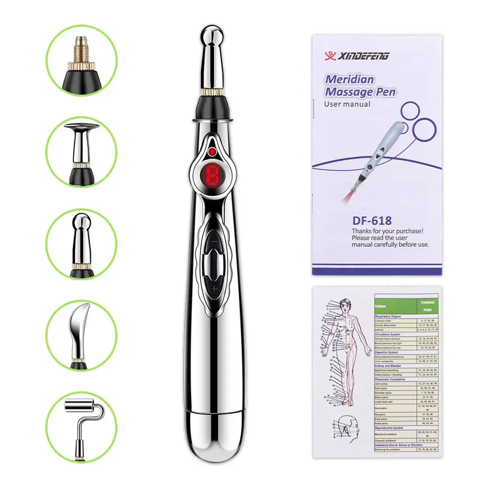 5-in-1 Massage Acupuncture Pen Electronic Acupuncture Point Laser Meridian Energy Pulse MultiFunction Massager