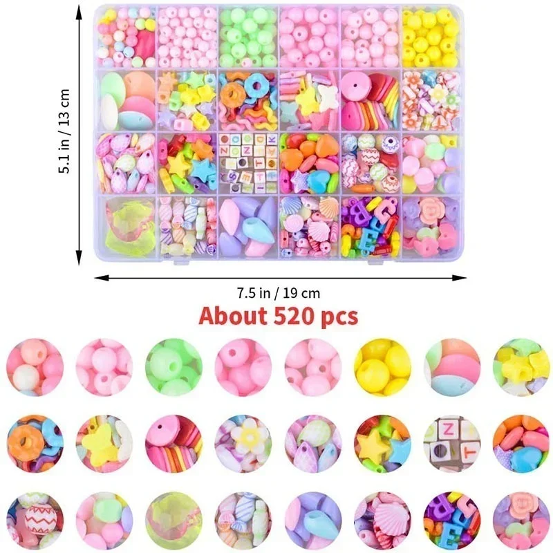 Girls DIY Bead Set Jewelry Making Kit for Kids Girl Pearl Beads for Bracelets Rings Necklaces Creativity Kits Art Craft - 5