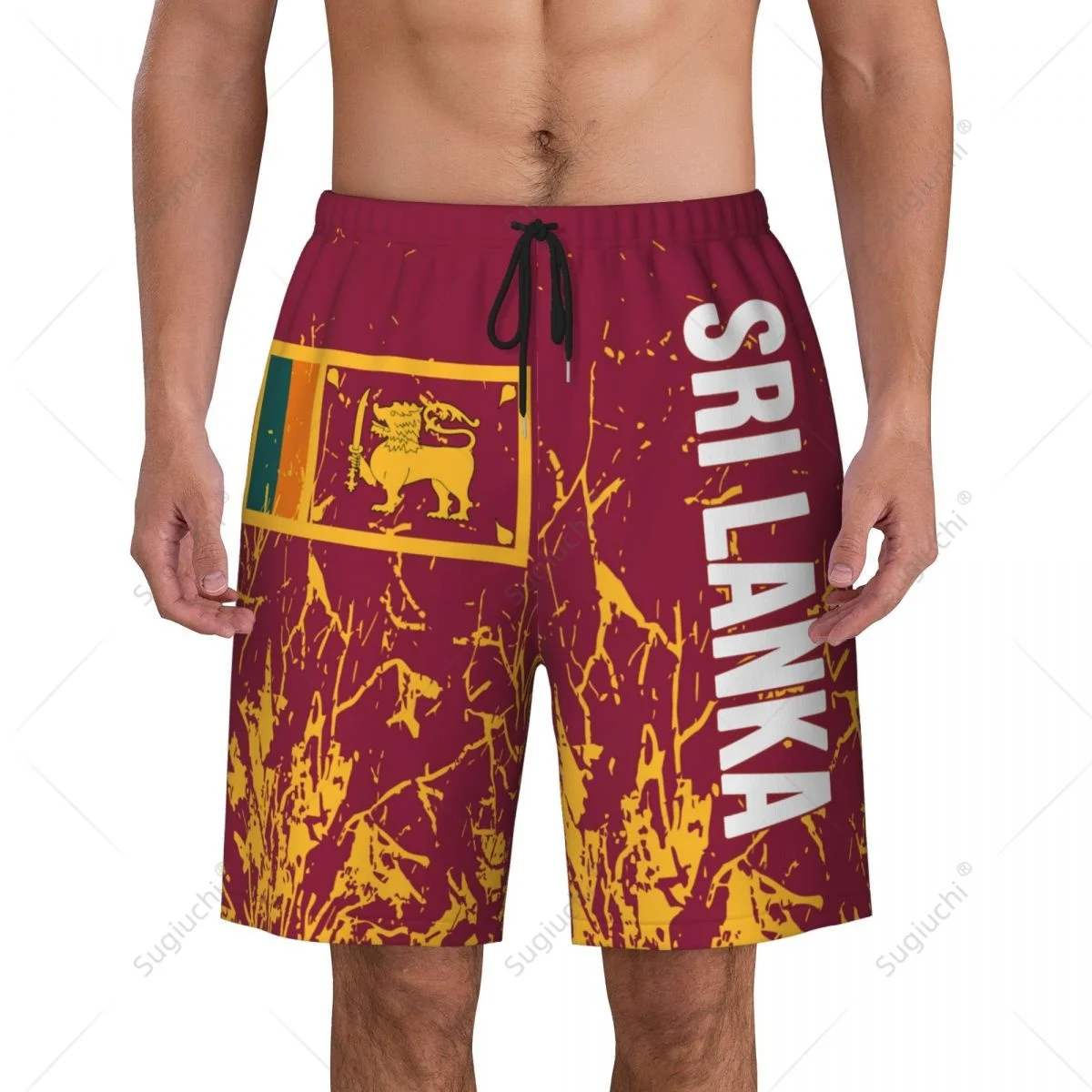 Men's Sri Lanka Flag Beach Pants Board Shorts Surfing Boys Soccer