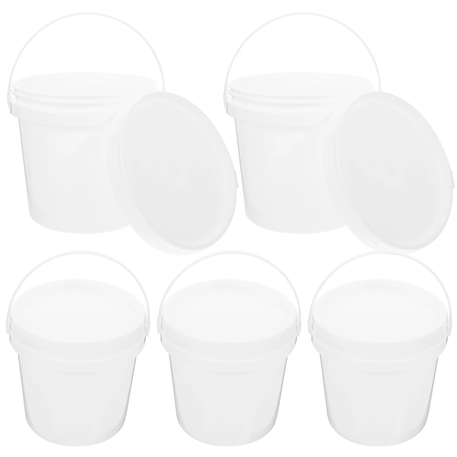 

5Pcs Bucket Pail Container Seal Lid Handle 1L Plastic Pail Bucket Multipurpose Container Industrial All Storage Bucket Laundry