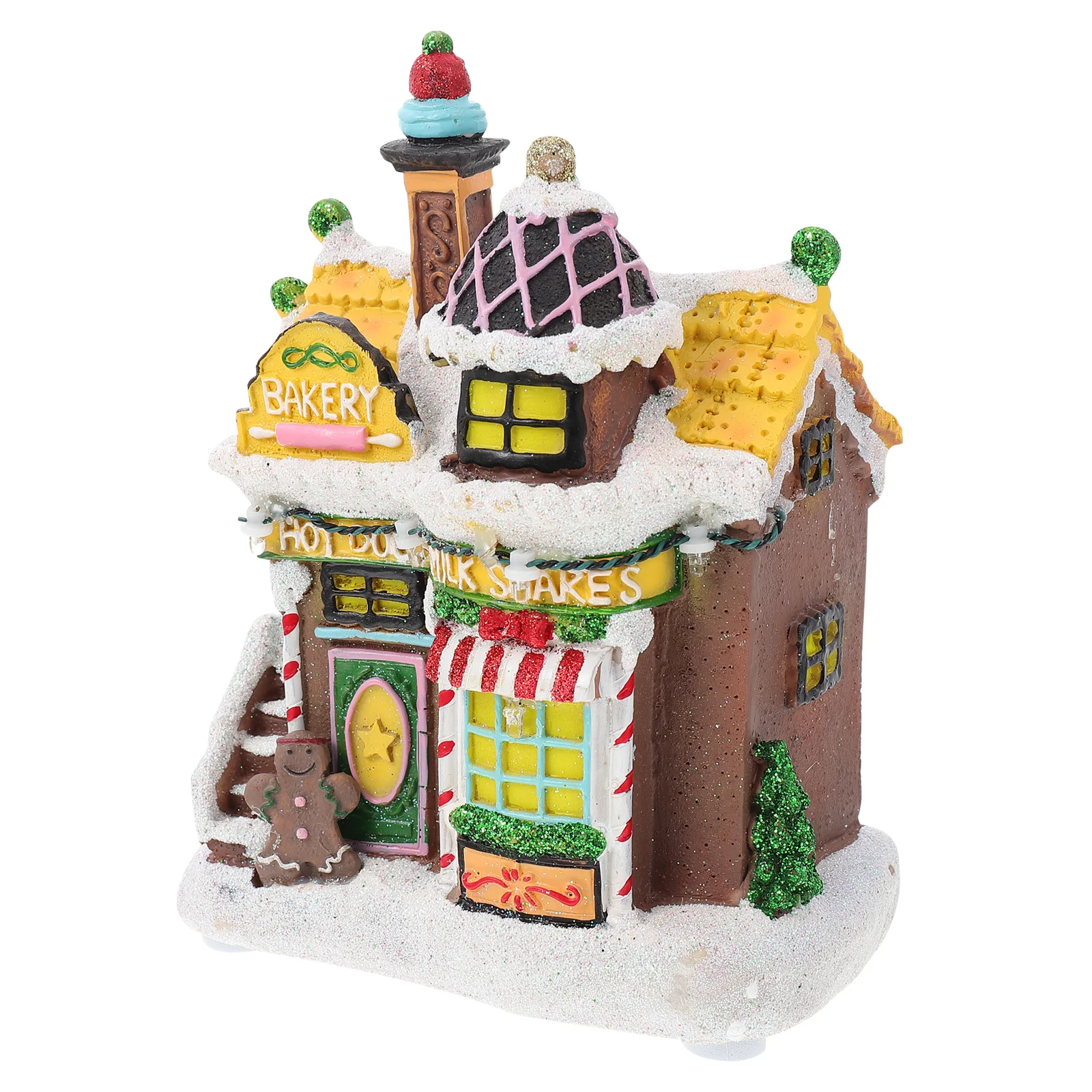 

Christmas LED Light Snow House Resin Luminous Village House Landscape Scene Xmas New Year Desktop Decoration