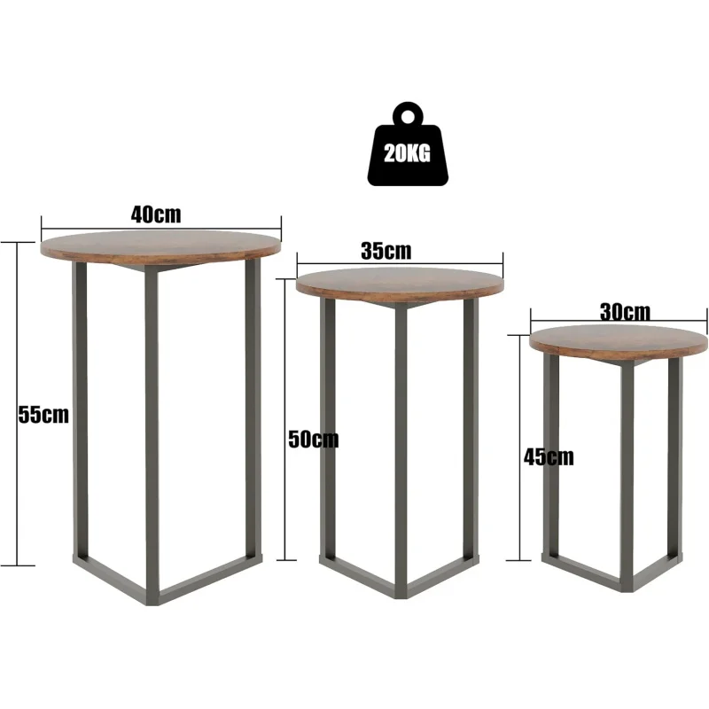 طقم طاولة خدمة القهوة المستديرة مكون من 3 قطع بإطا...