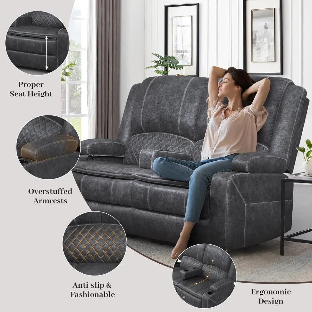 adults' dual-tier dutch velvet reclining loveseat with removable armrest