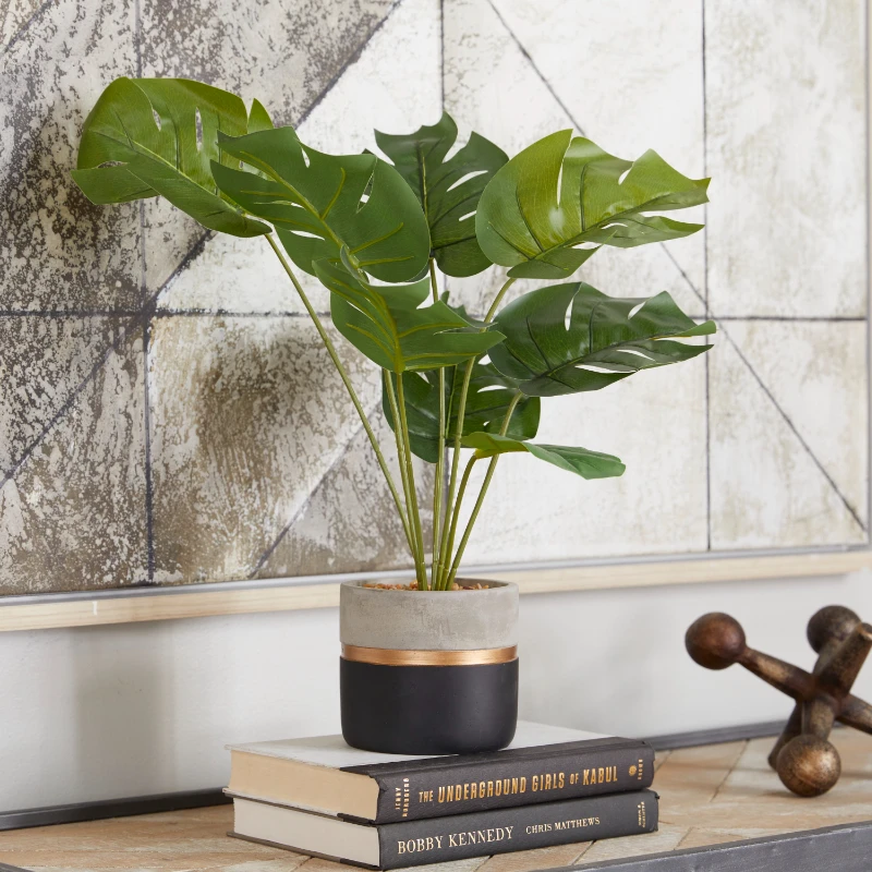 

Искусственное растение Monstera 18 дюймов с цветным блоком, от