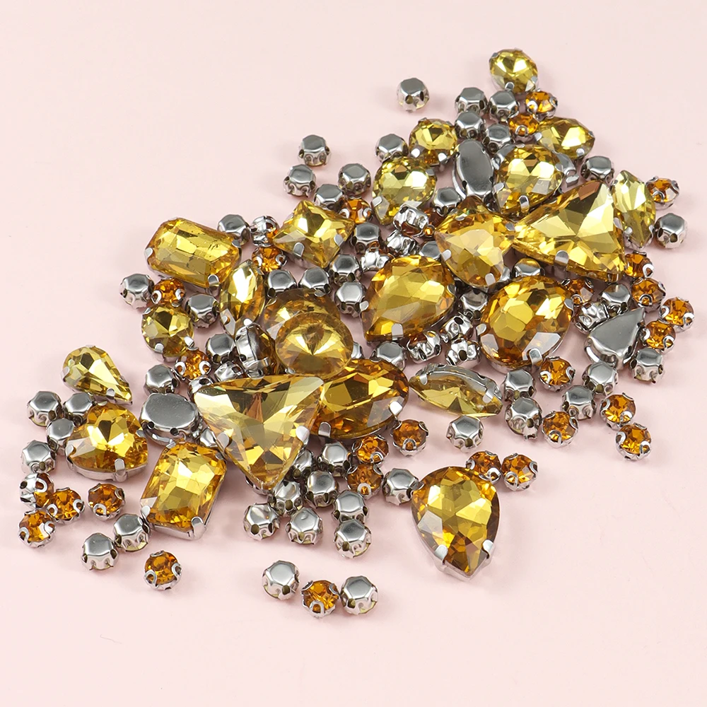 130 teile/los Silber klaue Einstellung Glas Strass gemischte Form auf Kristalls tein Diamant für Hochzeits kleid Schuhe Taschen DIY Trim nähen – Detail 18