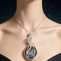 Labradorite arc-en-ciel pierre de lune pendentif en pierre précieuse fil de cuivre enveloppé Labradorite bijoux Labradorite collier avec chaîne et boîte 4