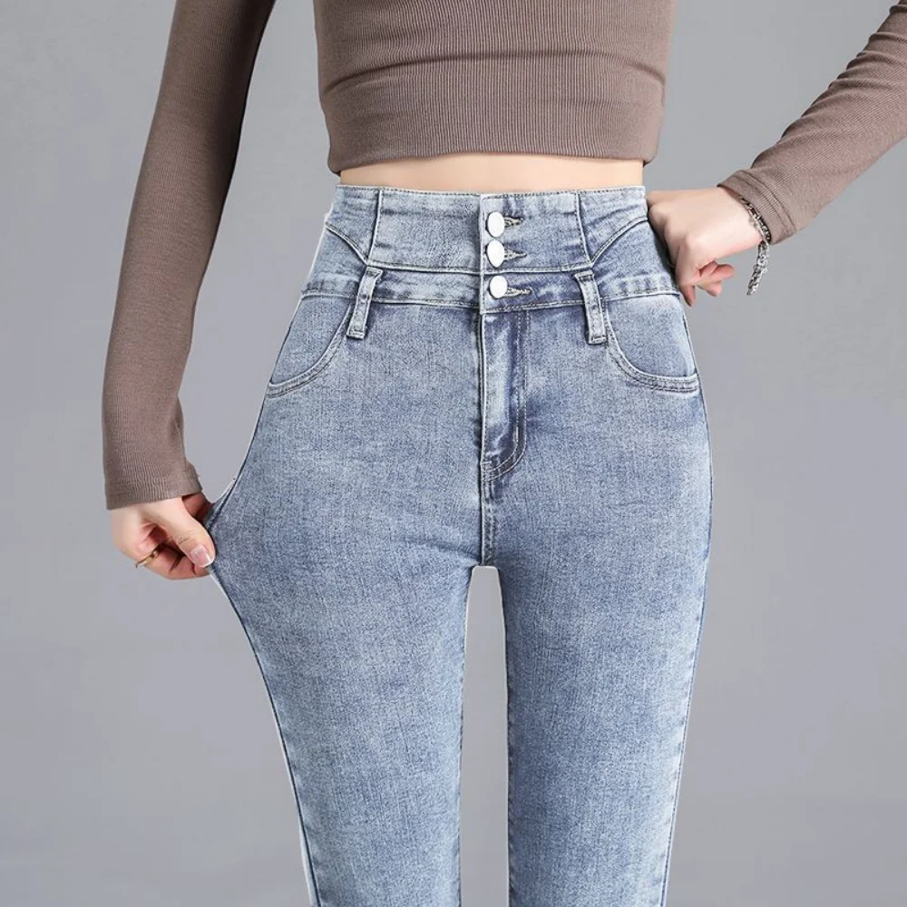 High Waist Stretch Pencil Jeans clothes For Women Spring Fall Vintage Fashion Streetwear Denim Pants Casual Slim Skinny trousers