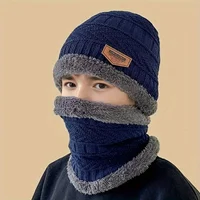 Enfants chaud tricoté chapeau écharpe ensemble enfants automne hiver chapeau doux tricoté Bonnet infantile enfants chapeau pour garçons filles 3