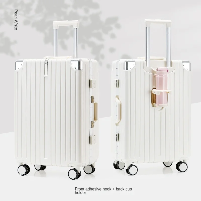 Multi-Functional New Luggage Aluminum Frame Password Suitcase Female 20-Inch Trolley Travel Leather Suitcase