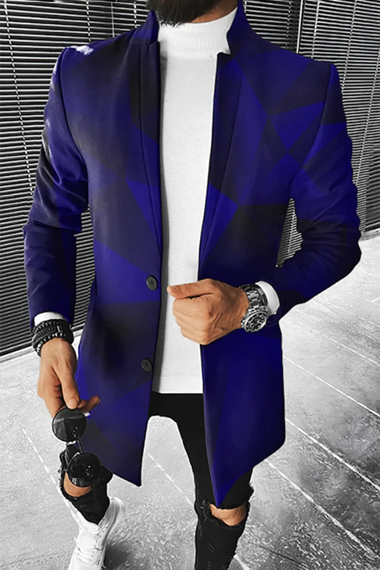Men's Fall Long Coat Floral Print Button Lapel Fashion Office Winter Jacket 2023 Casual Nylon Overcoat Oversized New Top Coat