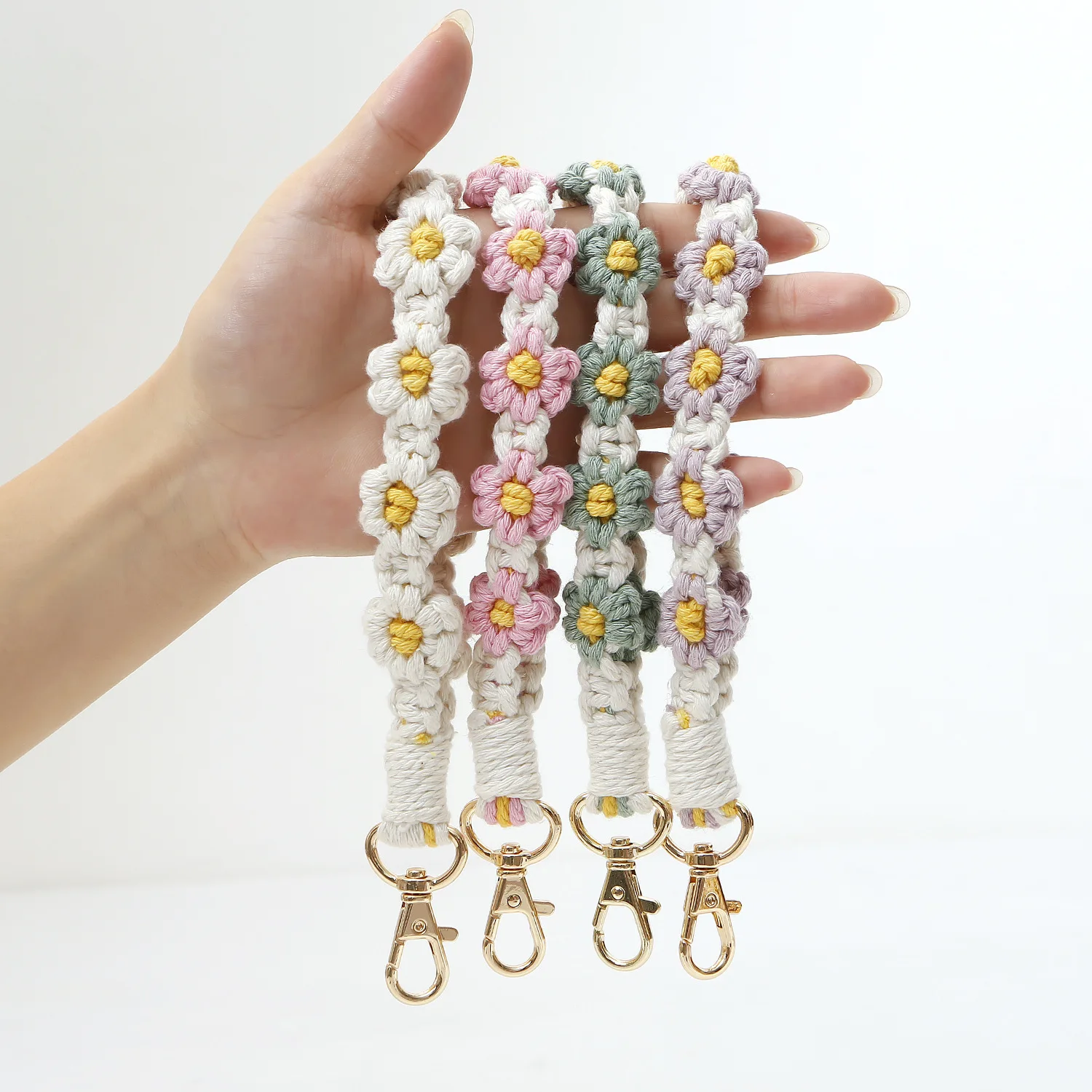 Portachiavi Boho Fatto A Mano Con Fiore E Cordino Per Telefono: Regalo Originale Per Ragazze, Ideale Per Borse - 5