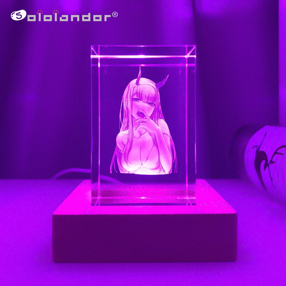 

Colorful Anime Crystal Lamp Darling In The Franxx Zero Two for Kid Bedroom Deco Birthday Gift Bedside Desk 3d Lamp Manga Waifu