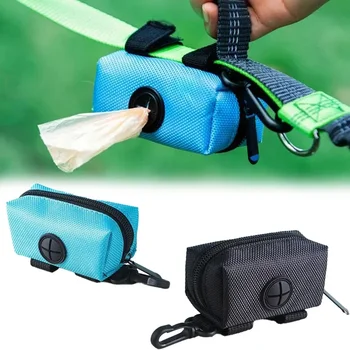 Dispenser portatile per sacchetti per cacca di cani, tessuto Oxford impermeabile, chiusura automatica, cerniera, supporto vivavoce in HDPE biodegradabile per fare jogging Hikin