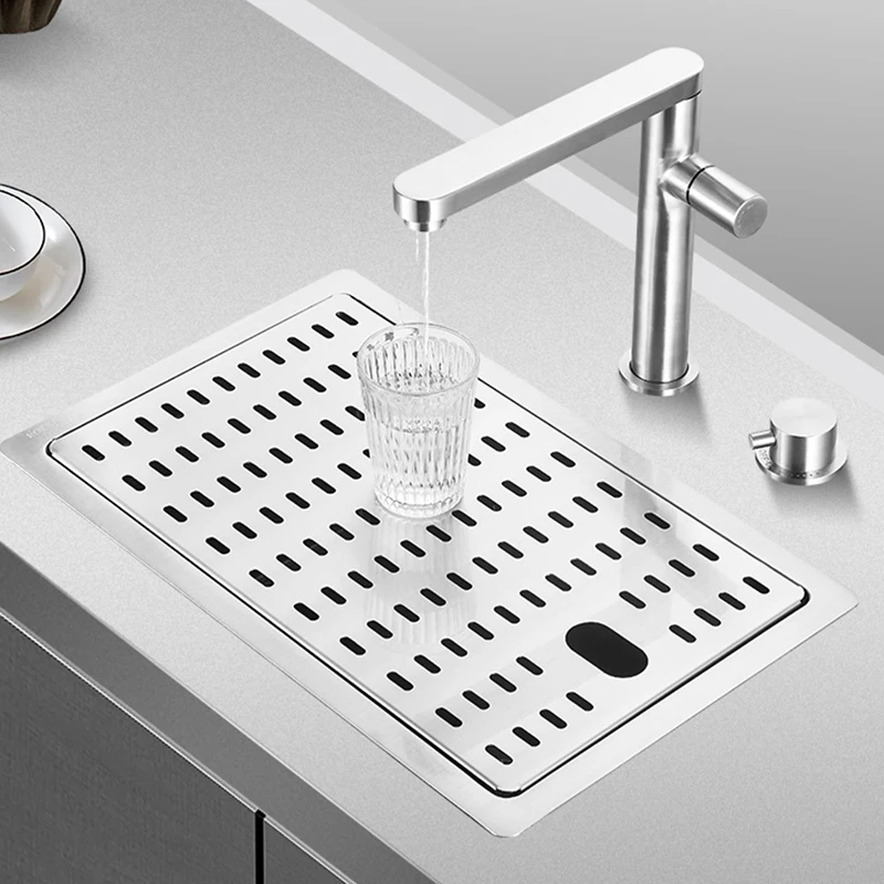Mini Single Hidden Cover Sink Small Size Bar Counter Island Handmade 304 Stainless Steel Sinks 4