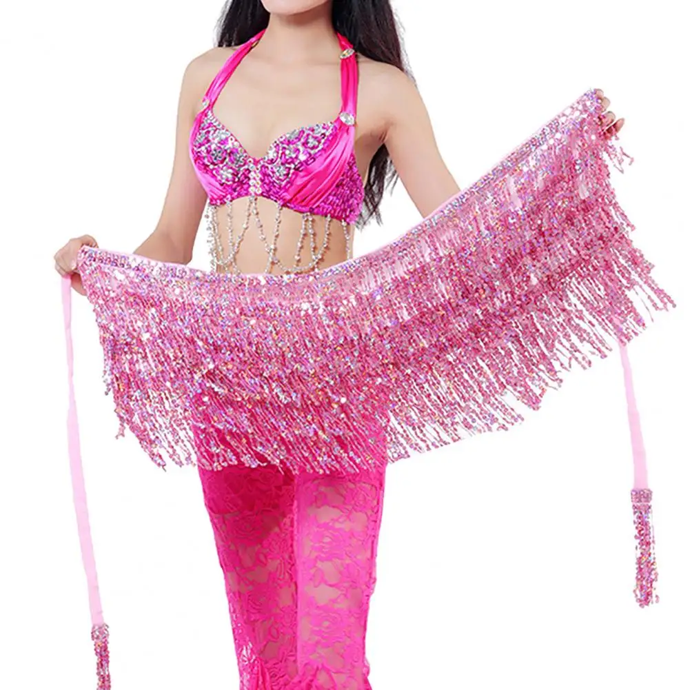 Belly Skirt Sequins Decor Eye-catching Viscose Belly Dance Hip Scarf for Dance